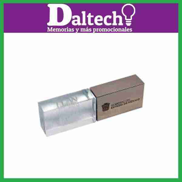 a prueba de agua Memoria USB 2.0 8GB Flash Drive con iluminación LED azul cristal transparente U Disco 